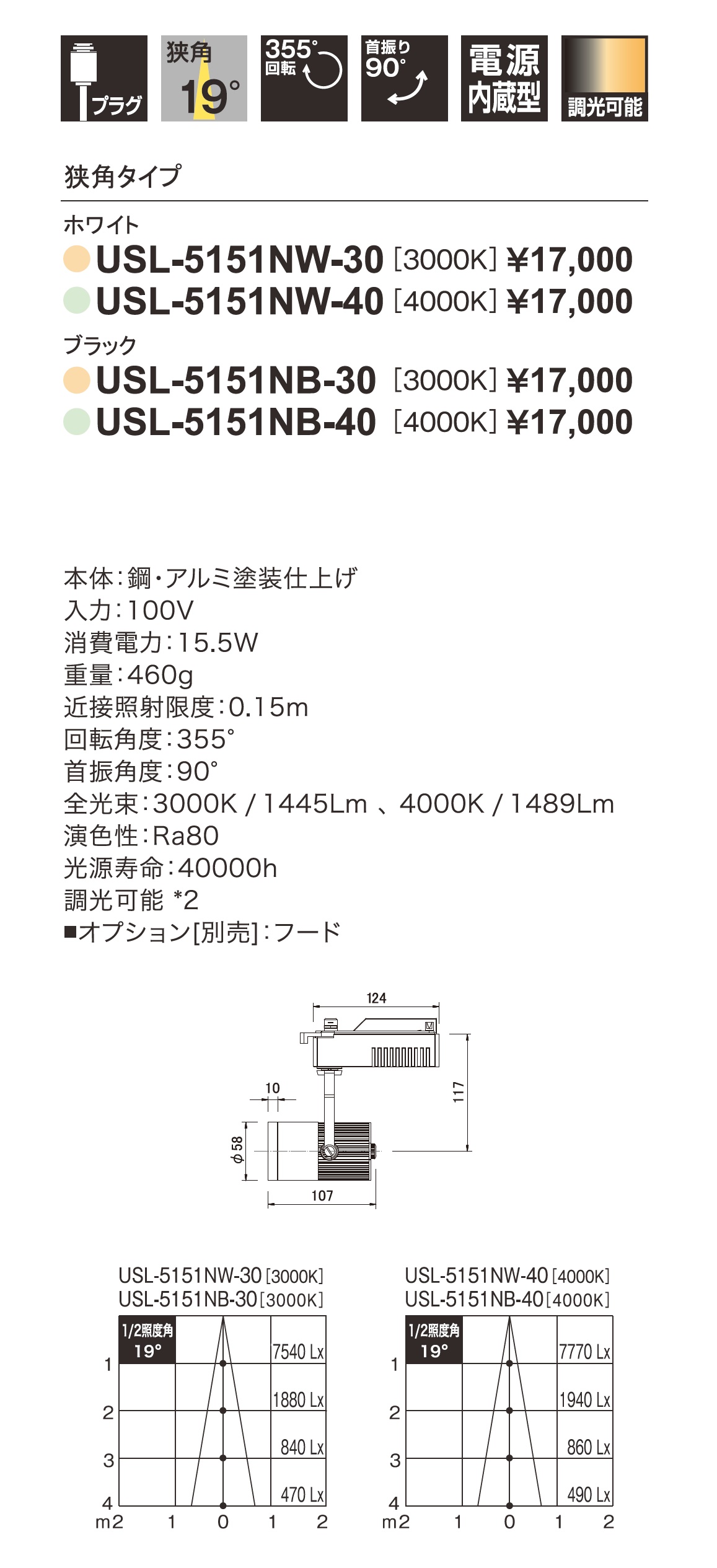 ディムスポット_寸法図_配光図