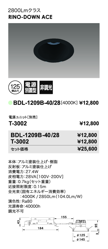 リノダウンエース_寸法図_配光図