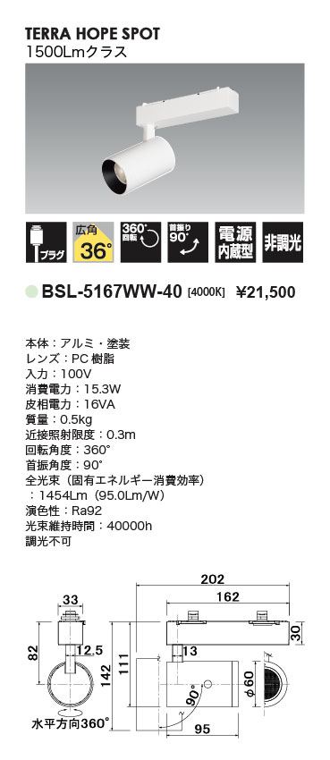 テラホープスポット_1500Lmクラス_広角タイプ_寸法図_配光図