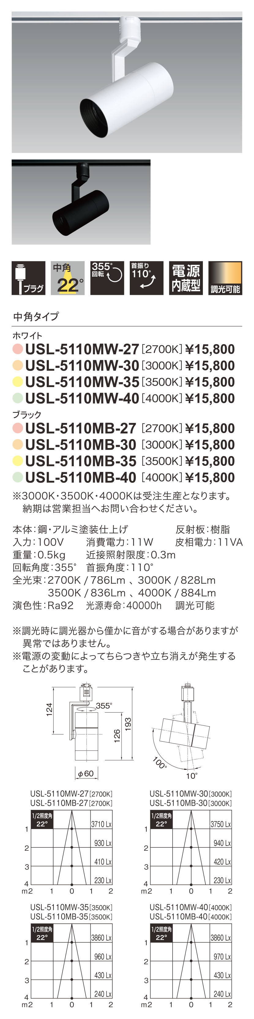 トリムワンスポット_寸法図_配光図