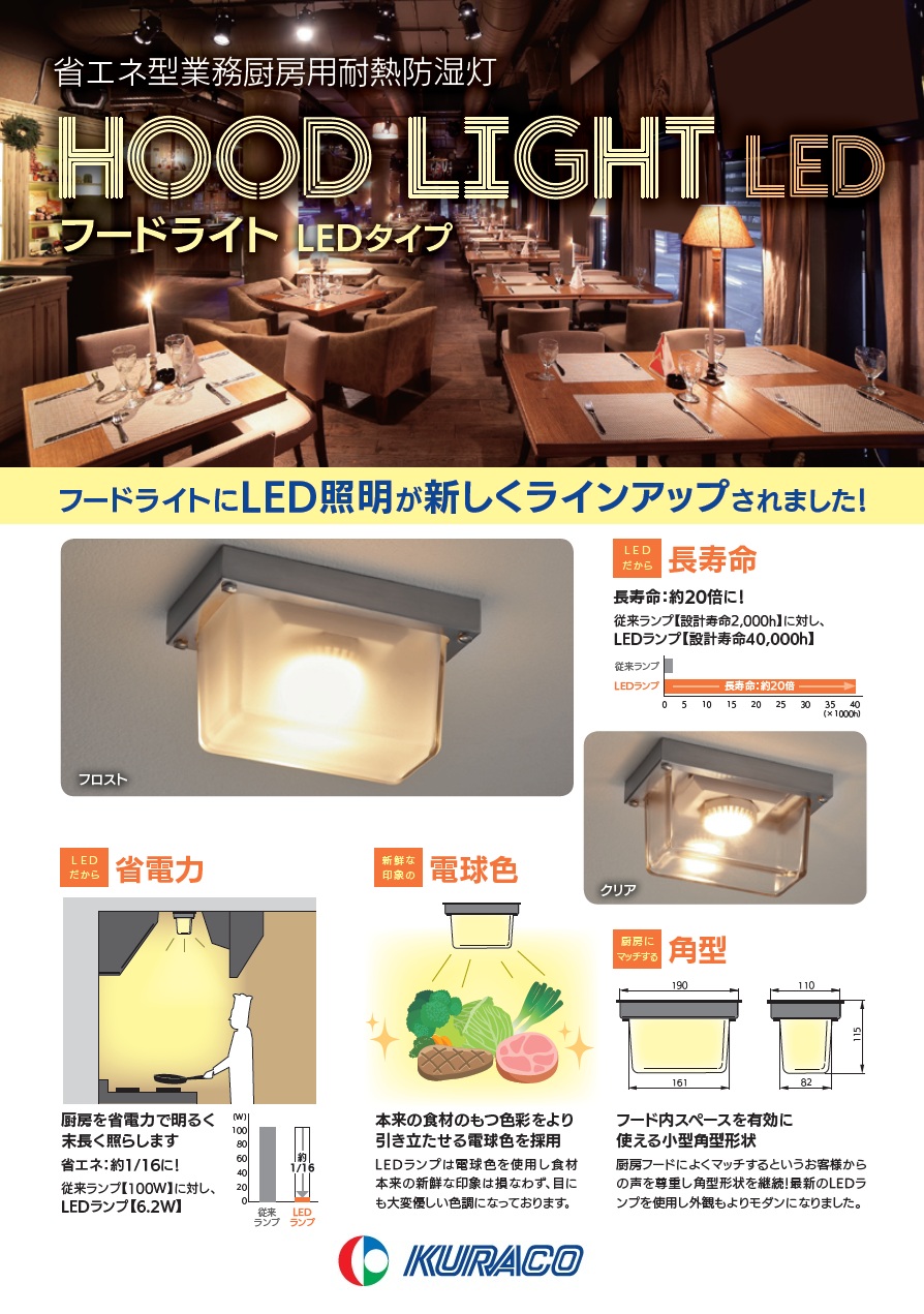 HLD-100F   フードライト 楽天市場】クラコ HLD-100F LEDフードライト フロストガラス